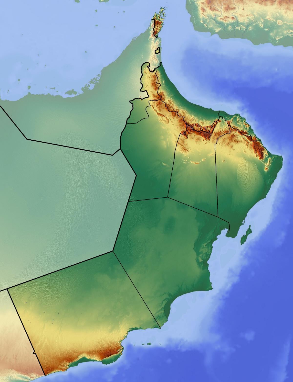 kartta Oman topografisia