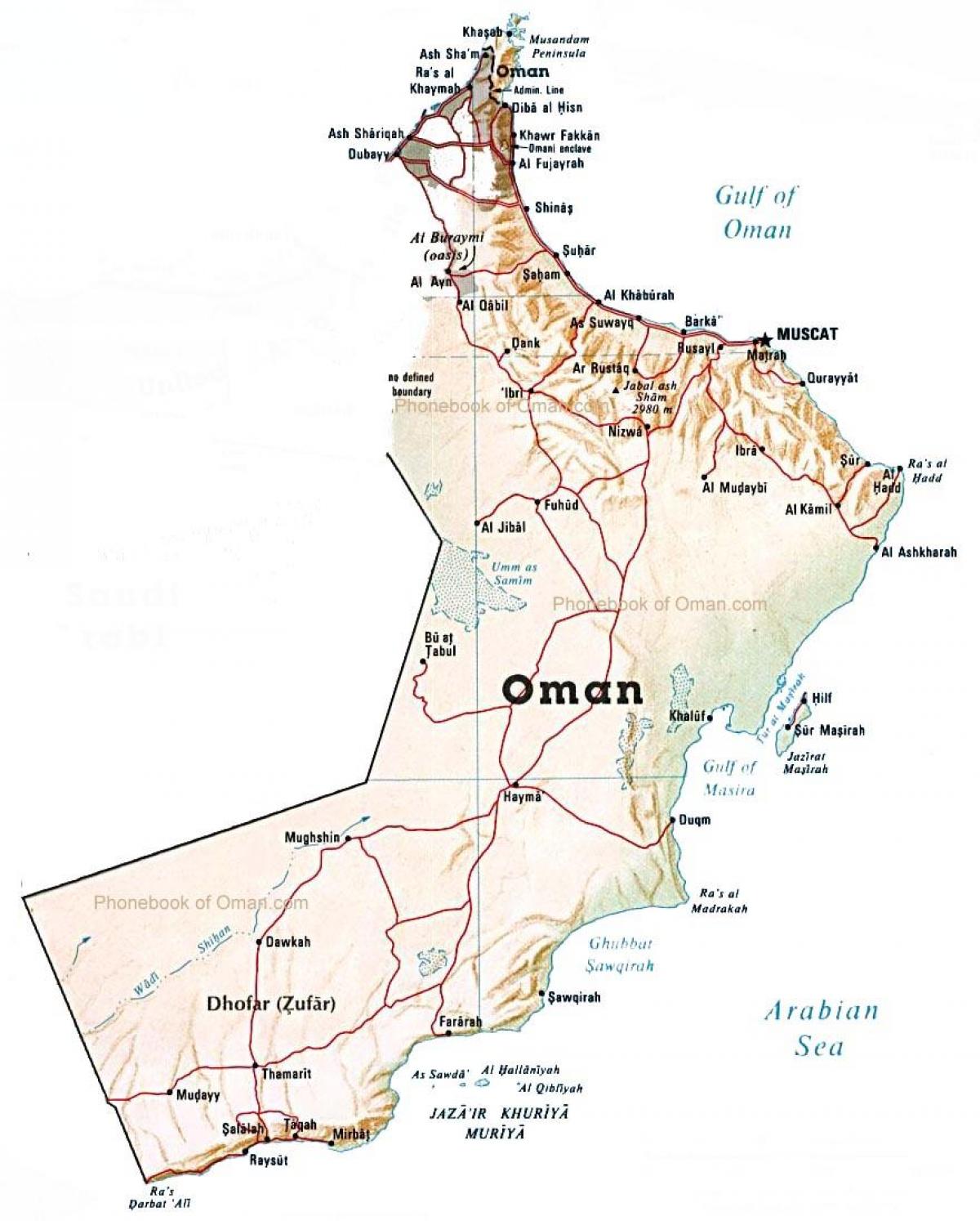 Oman maan kartta
